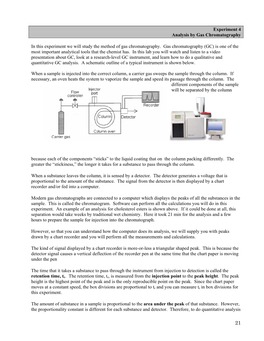 Experiment 4 Analysis by Gas Chromatography