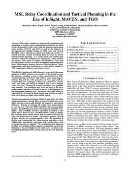 MSL Relay Coordination and Tactical Planning in the Era of Insight, MAVEN, and TGO