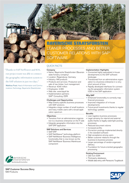 Bayerische Staatsforsten Leaner Processes and Better Customer Relations with Sap® Software
