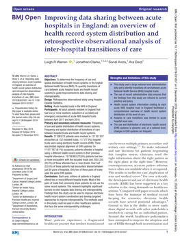 Improving Data Sharing Between Acute Hospitals in England