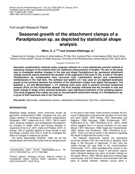 Seasonal Growth of the Attachment Clamps of a Paradiplozoon Sp