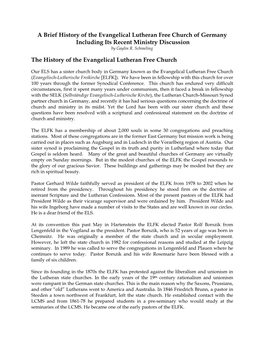 History of the ELFK Including Its Ministry Discussion