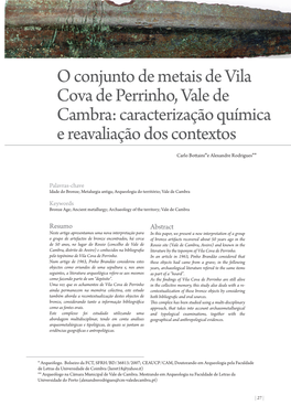 O Conjunto De Metais De Vila Cova De Perrinho, Vale De Cambra: Caracterização Química E Reavaliação Dos Contextos