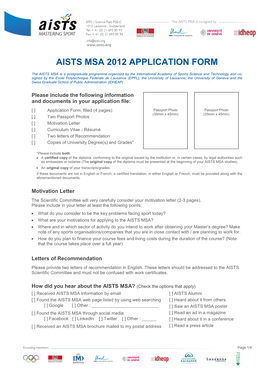 Aists Msa 2012 Application Form