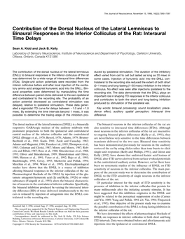 Contribution of the Dorsal Nucleus of the Lateral Lemniscus to Binaural Responses in the Inferior Colliculus of the Rat: Interaural Time Delays