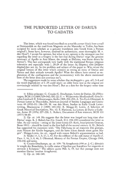 The Purported Letter of Darius to Gadates