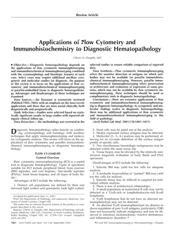 Applications of Flow Cytometry and Immunohistochemistry to Diagnostic Hematopathology
