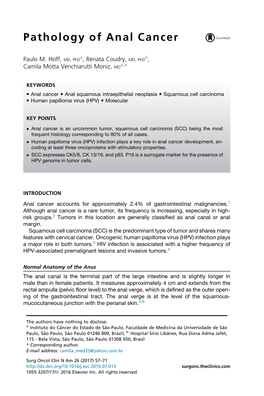 Pathology of Anal Cancer