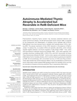 Autoimmune-Mediated Thymic Atrophy Is Accelerated but Reversible in Relb-Deficient Mice