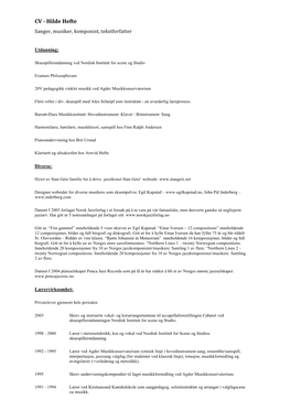 CV Hilde Hefte