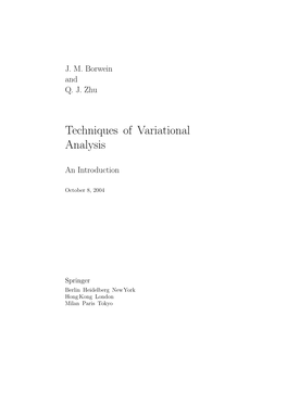 Techniques of Variational Analysis