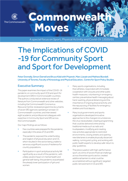 Impacts of Covid-19 on Community Sport and Sport for Development Discussion Paper