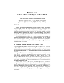 Semantic Casts Contracts and Structural Subtyping in a Nominal World