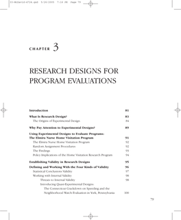 Research Designs for Program Evaluations