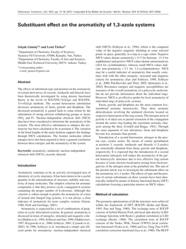 Substituent Effect on the Aromaticity of 1,3-Azole Systems