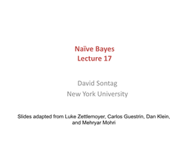 Naïve Bayes Lecture 17