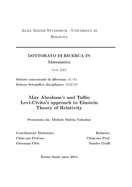 Max Abraham's and Tullio Levi-Civita's Approach to Einstein