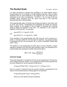 The Decibel Scale R.C