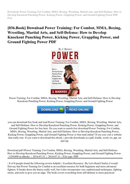 Download Power Training: for Combat, MMA, Boxing, Wrestling, Martial Arts, and Self-Defense: How to Develop Knockout Punching Po