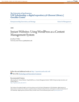 Using Wordpress As a Content Management System Jonathan P
