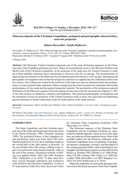 109 Since 1961 Paleocene Deposits of the Ukrainian Carpathians