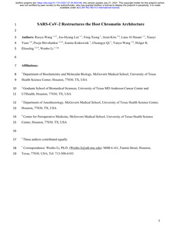 SARS-Cov-2 Restructures the Host Chromatin Architecture 2