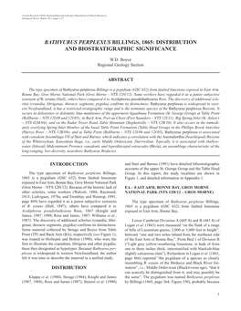 Bathyurus Perplexus Billings, 1865: Distribution and Biostratigraphic Significance