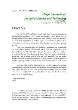 Maejo International Journal of Science and Technology ISSN 1905-7873 Available Online At