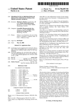 (12) United States Patent (10) Patent No.: US 6,746,695 B1 Martin Et Al