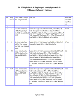 List of Polling Stations for 60 Pappireddipatti Assembly Segment Within the 10 Dharmapuri Parliamentary Constituency