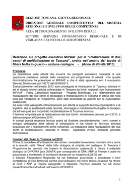 Regione Toscana - Giunta Regionale Direzione Generale Competitivita’ Del Sistema Regionale E Sviluppo Delle Competenze