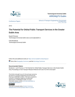 The Potential for Orbital Public Transport Services in the Greater Dublin Area