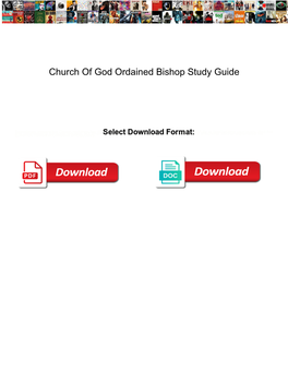 Church of God Ordained Bishop Study Guide