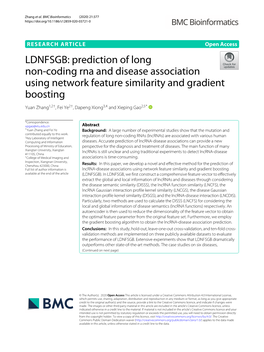 Prediction of Long Non-Coding Rna and Disease Association Using Network Feature Similarity and Gradient Boosting