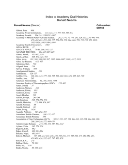 Index to Academy Oral Histories Ronald Neame