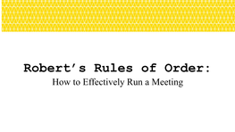 Robert's Rules of Order