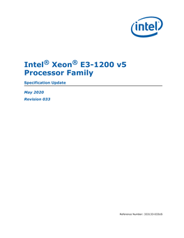 Intel® Xeon® E3-1200 V5 Processor Family