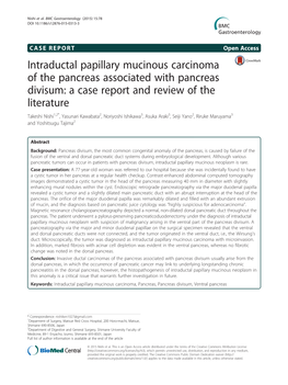 Intraductal Papillary Mucinous Carcinoma of The