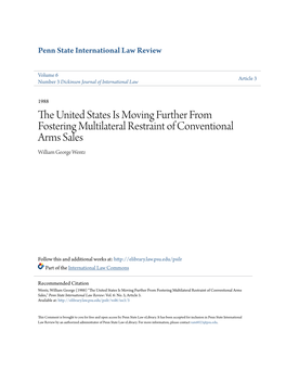 The United States Is Moving Further from Fostering Multilateral Restraint of Conventional Arms Sales