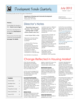 Greensboro Growth and Development Trends