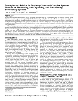 Strategies and Rubrics for Teaching Chaos and Complex Systems Theories As Elaborating, Self-Organizing, and Fractionating Evolutionary Systems Lynn S