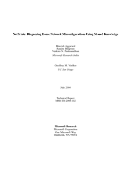 Netprints: Diagnosing Home Network Misconfigurations Using