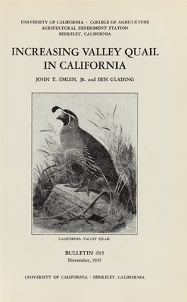 Increasing Valley Quail in California