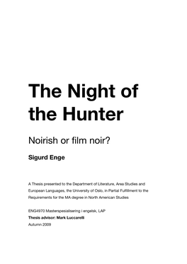 The Night of the Hunter: Noirish Or Film Noir?