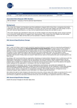 WR-20-000207 – Glossary of Terms General Specifications Background