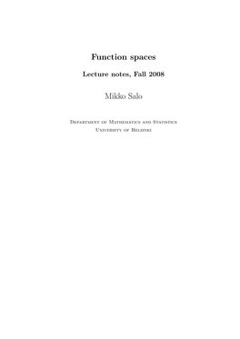Function Spaces Mikko Salo