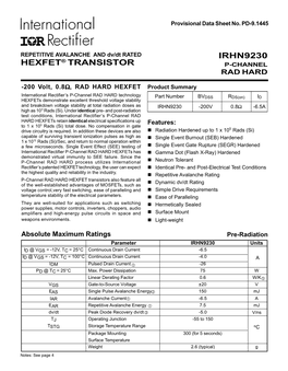 Hexfet® Transistor Irhn9230