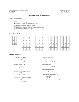 Philosophy 109, Modern Logic Russell Marcus