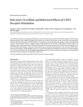 Role of P11 in Cellular and Behavioral Effects of 5-HT4 Receptor Stimulation