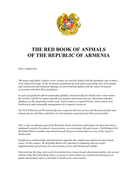 The Red Book of Animals of the Republic of Armenia